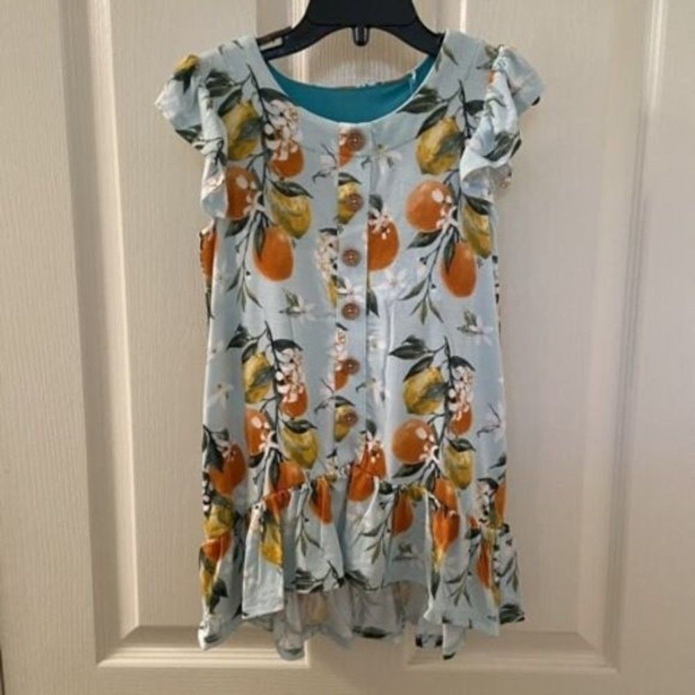 Posh Peanut Mirabella Ruffled Cap Sleeve Henley Hi-Low Dress Girls Size 3T NWT